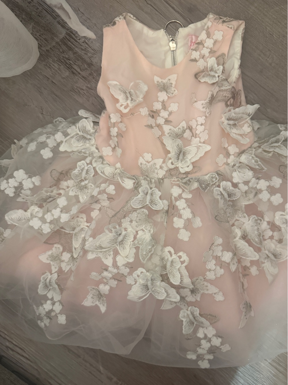 Zoe Ltd Pink and White Floral Appliqué Party Dress